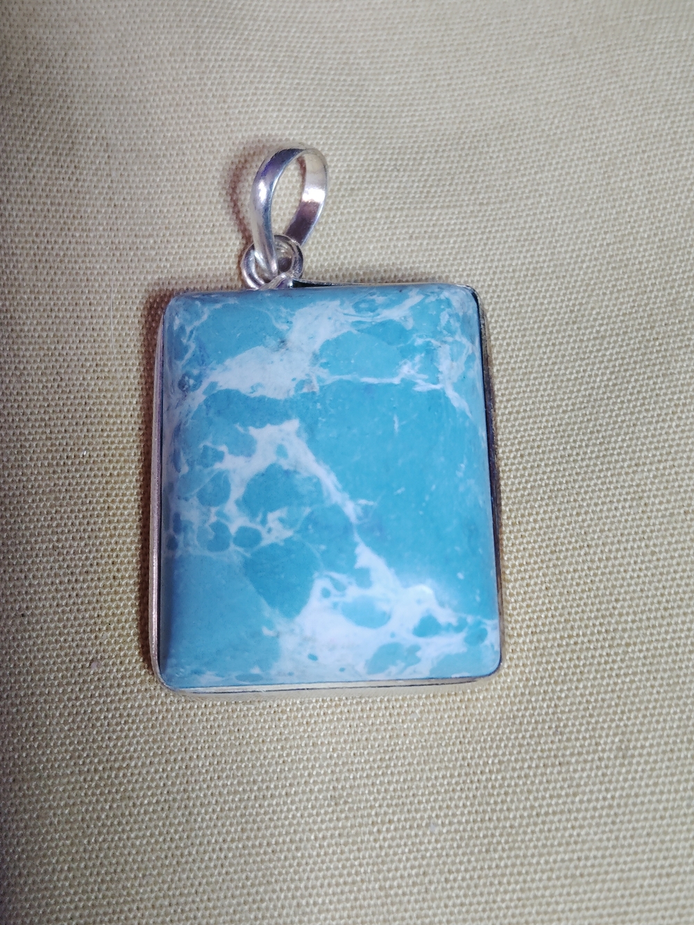 RECTANGULAR LARIMAR NECKLACE - STERLING 18-IN CHAIN.